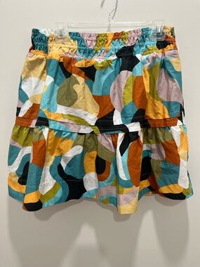 Anthropologie Somerset Multicolor Abstract Print Tiered Cotton Skirt